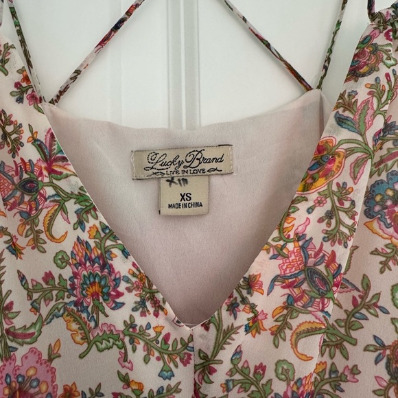 Lucky Brand women’s pink Scarf Print Crisscross Spaghetti Strap Layla Dress XS - Picture 4 of 6